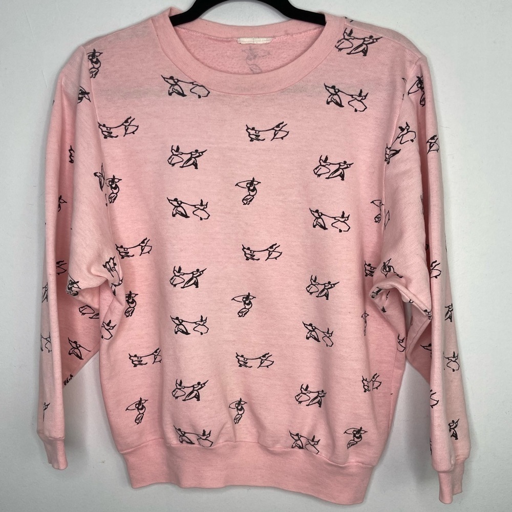 VINTAGE baby pink dancers print sweatshirt
